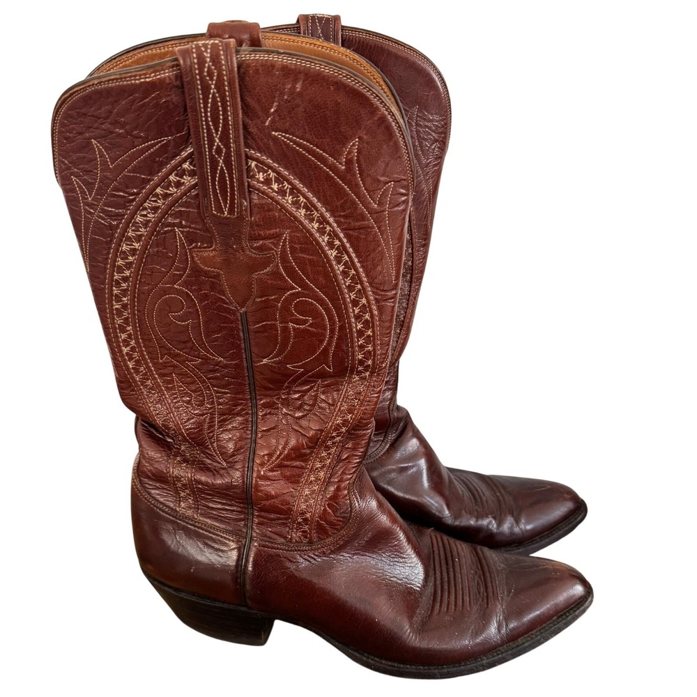 Lucchese 1883 Mens Brown Leather Western Cowboy Boots L6619 10 D Made in USA